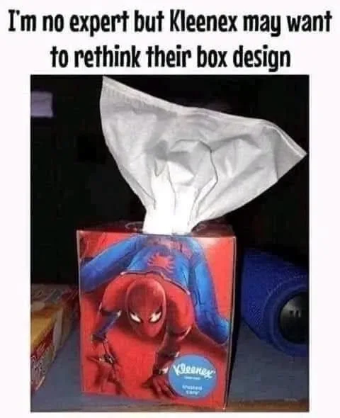 May be an image of medicine and text that says 'I'm no expert but Kleenex may want to rethink their box design KeeHux 6peAmи LaPe'