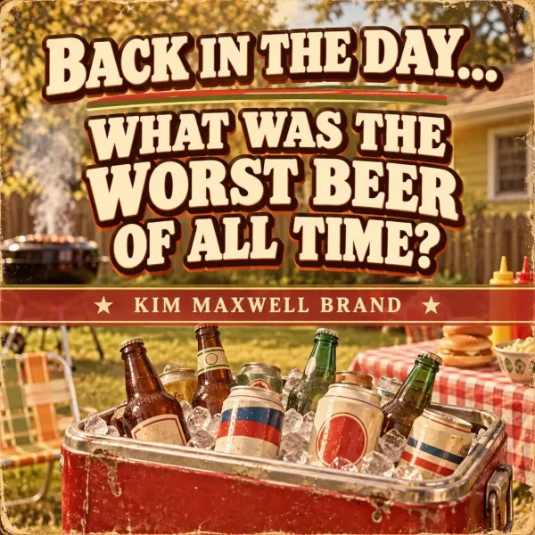 May be an image of beer and text that says 'BACK IN THE DAY... WHAT WAS THE WORST BEER OF ALL TIME? KIM KIMMAXWELLBRAND MAXWELL BRAND L2'
