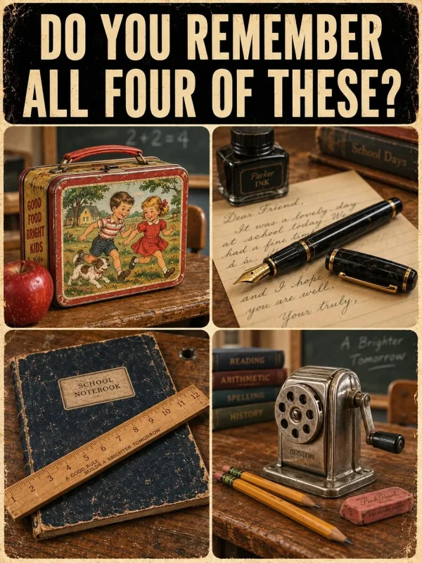 May be an image of ‎diary, lighter and ‎text that says '‎DO YOU REMEMBER ALL FOUR OF THESE? Dear Friend, lovely day It achool was today W at at had fine ه á áu a and I you are ope well. Aemee... Your truly, NSCHOOOK NOT NOTEBOOK SCHOOL TEBOOK TOMORROW BRIGHTER PиA -ர‎'‎‎