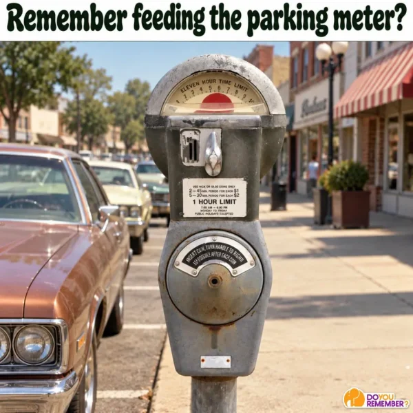 May be an image of parking meter, car and text