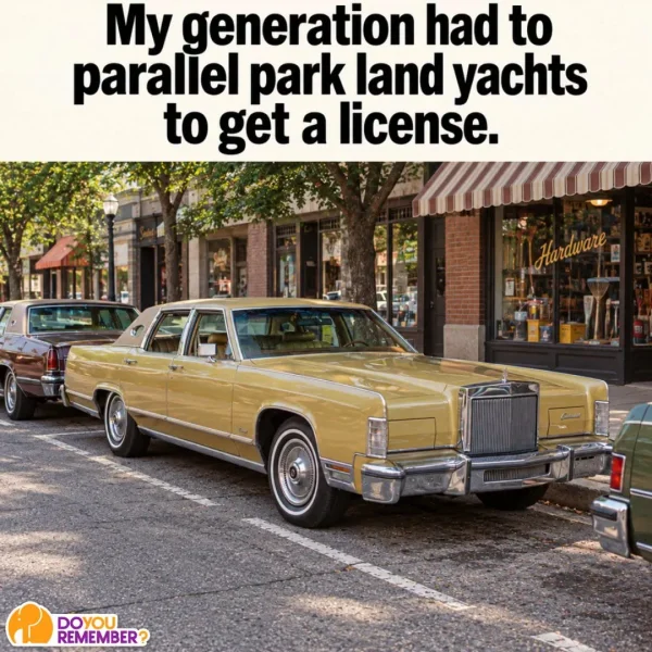May be an image of ‎text that says '‎My generation had to parallel park land yachts to get a license. 均 م Εα. จู้ Hardware DOYOU REMEMBER?‎'‎