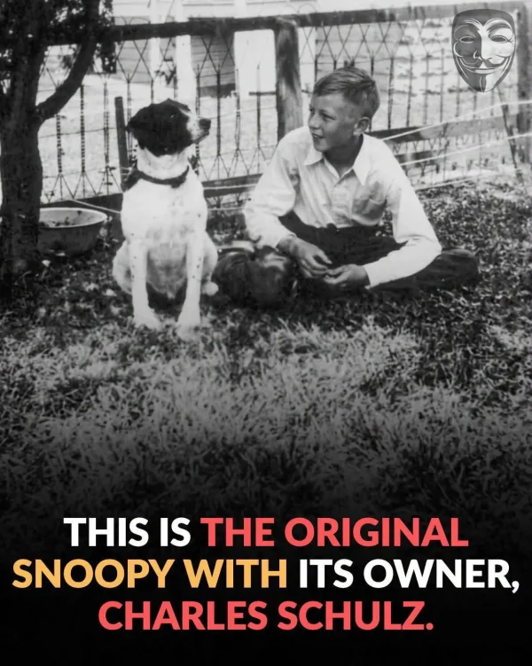 May be an image of text that says 'THIS IS THE ORIGINAL SNOOPY WITH ITS OWNER, CHARLES SCHULZ.' May be an image of text that says 'THIS IS THE ORIGINAL SNOOPY WITH ITS OWNER, CHARLES SCHULZ.'