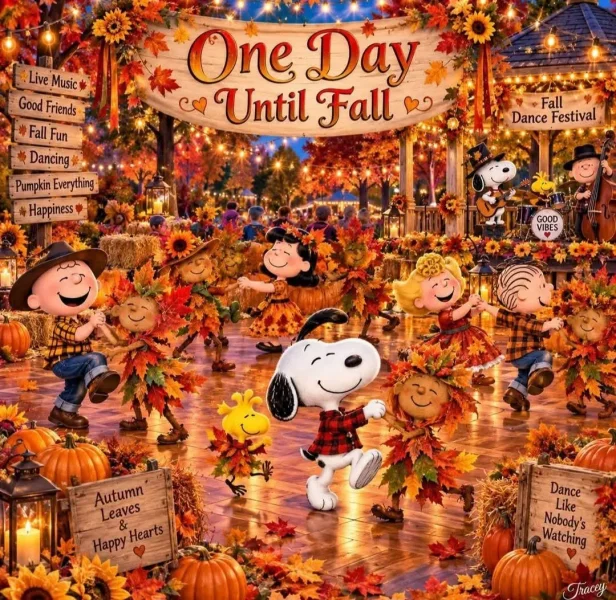 May be an image of text that says 'LiveMusic* Live Music Good Friends Fall Fun Dancing Pumpkin Everything Happiness One Day Until UntilFall Fall Dance DancFestival Fall Festival GOOD VIRES VIBES Autumn Leaves Leaves Happy HappyHearts & Hearts Dance Like Watching Watchin Nobody's Fracey'