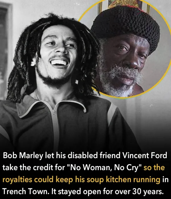 May be an image of text that says 'Bob Marley Marley let his disabled friend Vincent Ford take the credit for No Woman, No Cry so the the royalties could keep his soup kitchen running in Trench Town. It stayed open for over 30 years.'